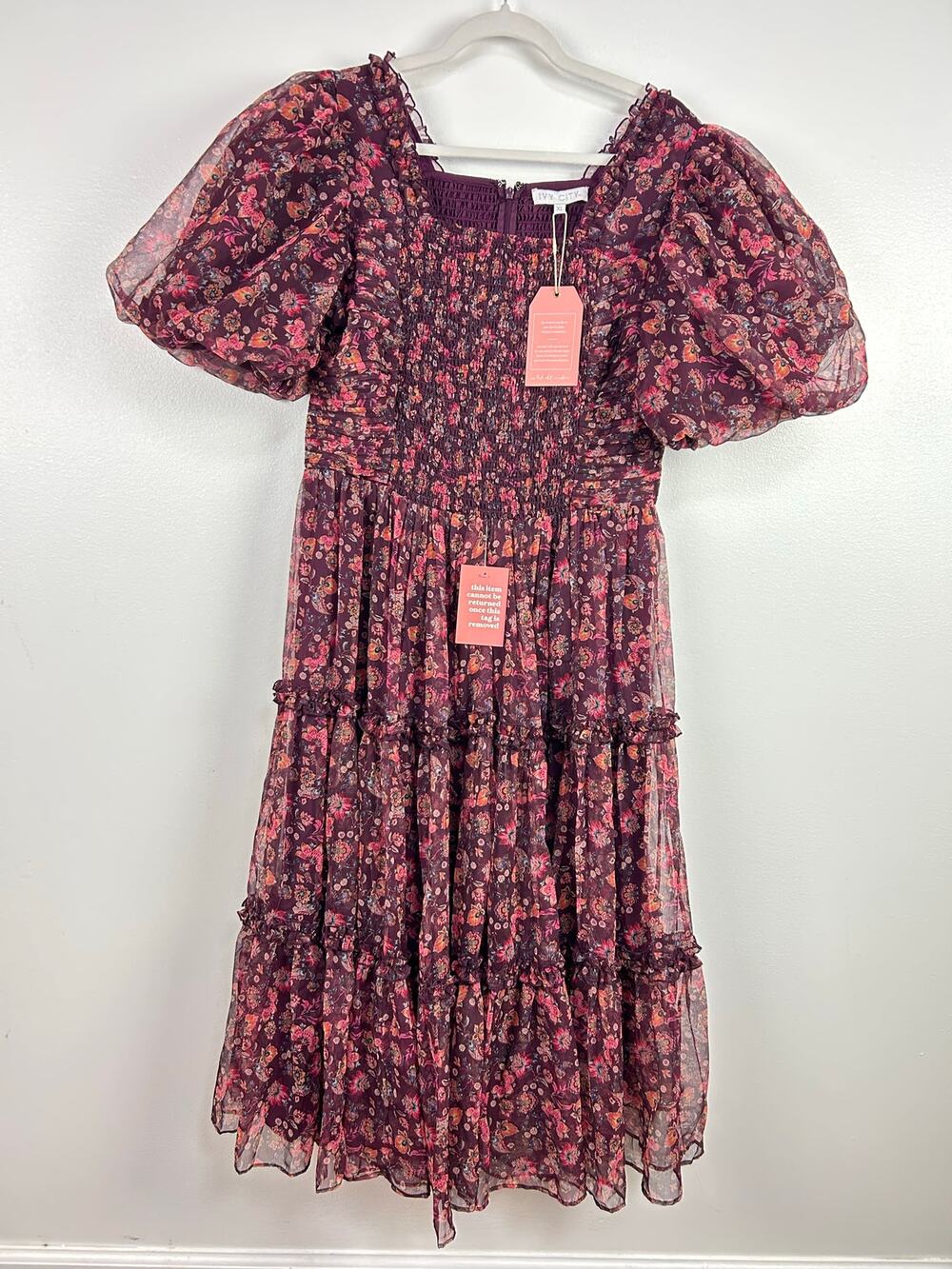Ivy City Co Floral Maxi Dress in Burgundy and Pink